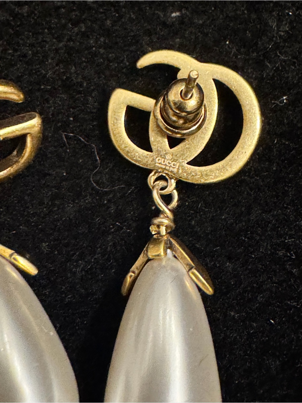 Gucci Gold-Tone GG Pearl Teardrop Earrings - Picture 5 of 5